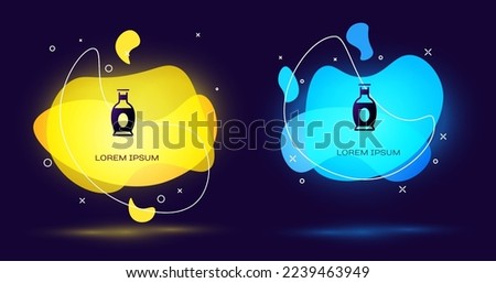 Black Indian vase icon isolated on black background. Abstract banner with liquid shapes. Vector