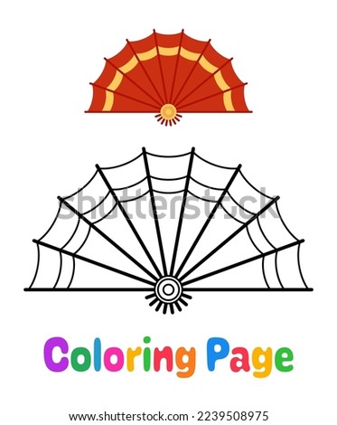 Coloring page with Folding Fan for kids