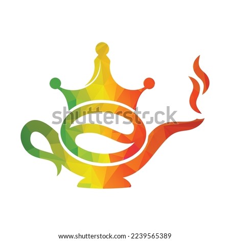 Coffee King Kettle logo design icon template.  Crown Coffee pot design vector.