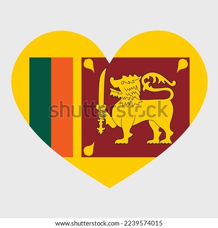 Vector illustration of the Sri Lanka flag with a heart shaped isolated on plain background. I love Sri Lanka. Happy Independence Day