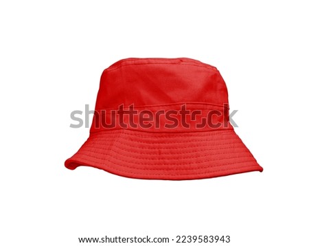 red bucket hat isolated on white Royalty-Free Stock Photo #2239583943