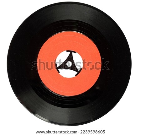 Vinyl 7 inch record with a blank label isolated on white background Royalty-Free Stock Photo #2239598605