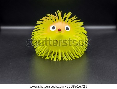 The hedgehog toy is made of rubber