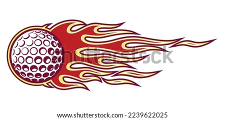 Golf ball in burning fire flame Golf ball vector image car sticker motorcycle decal and sport logo template.