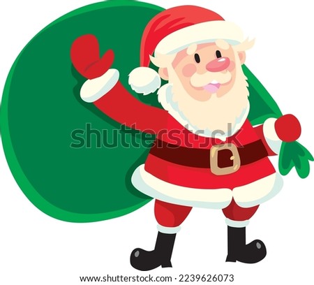 Santa Claus with a big green bag of gifts