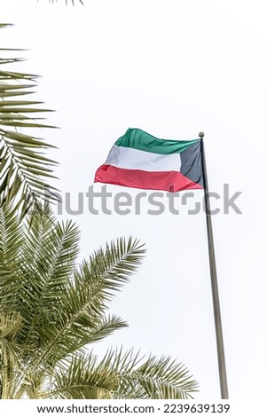 Kuwait flag waving in the sky Royalty-Free Stock Photo #2239639139