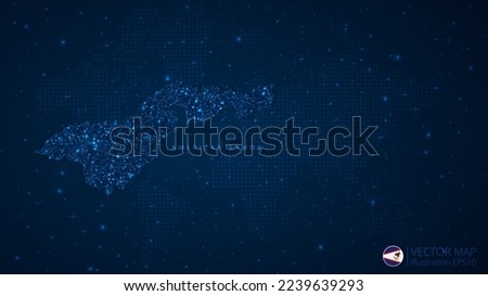 Map of American Samoa modern design with polygonal shapes on dark blue background. Business wireframe mesh spheres from flying debris. Blue structure style vector illustration concept.