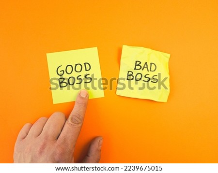 Employee chooses good or bad boss. Leadership, management skills, business, teamwork concept Royalty-Free Stock Photo #2239675015
