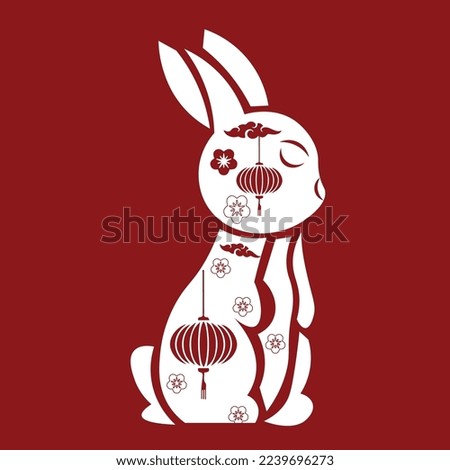 Chinese New Year bunny on red background