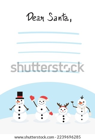 Mockup of letter to Santa Claus with snowmen
