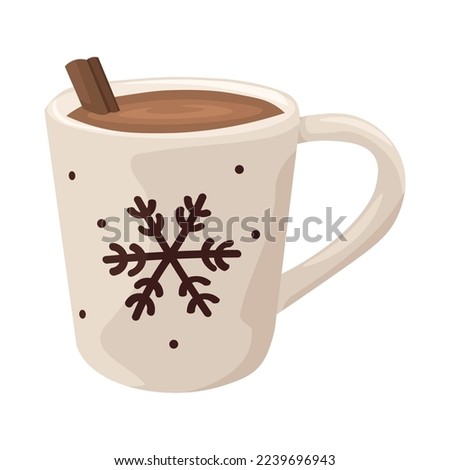 Cup of hot chocolate drink on white background