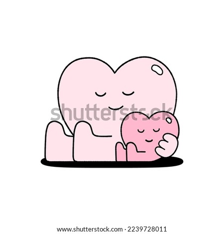 cute couple heart characters, Y2K cartoon style.
