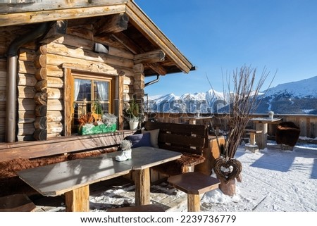 Alpine shelter and restaurant at an altitude of 2000 m in the Alps, Austria, Salzburg