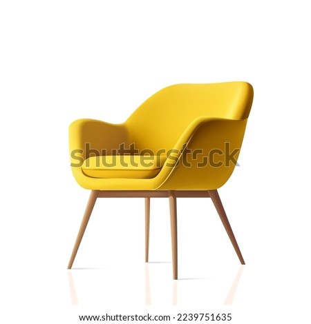 Vector realistic yellow armchair 3d render. Cozy comfortable office chair for indoor space design. Office interior furniture. Royalty-Free Stock Photo #2239751635