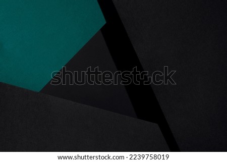 Paper for pastel overlap in teal and black colors for background, banner, presentation template. Creative trendy background design in natural colors. Background in 3d style.