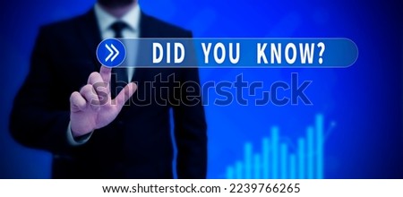 Text caption presenting Did You Know. Business overview Fun Facts and Figures Information General Knowledge