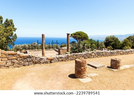 Old Ruins of The Public Baths in The Archaeological Park of Tindari, in Messina Province, Italy.  Royalty-Free Stock Photo #2239789541