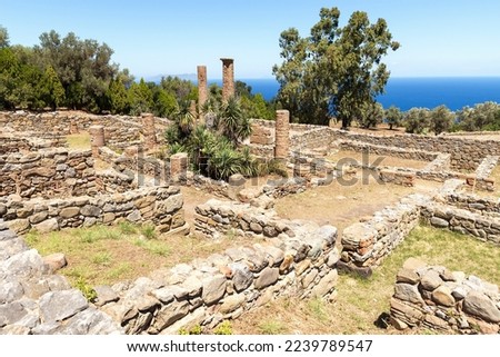 Old Ruins of The Public Baths in The Archaeological Park of Tindari, in Messina Province, Italy.  Royalty-Free Stock Photo #2239789547