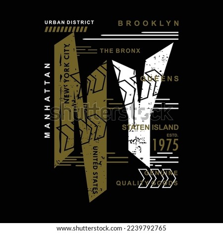 five borough new york graphic symbol, abstract typography design, fashion t shirt, vector illustration