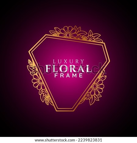 Luxury elegant circle floral frame golden round decorative corners 