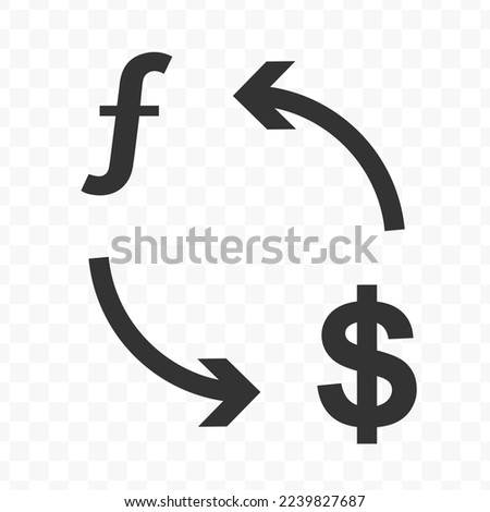 Vector illustration of dollar currency exchange with antilles guilder currency. Black icon for website design .Simple design on transparent background (PNG).