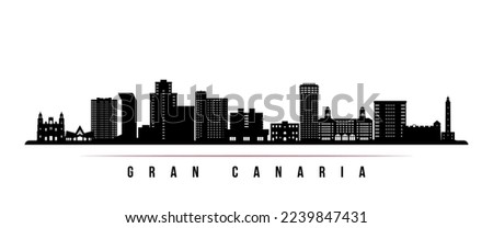 Gran Canaria skyline horizontal banner. Black and white silhouette of Gran Canaria, Spain. Vector template for your design. 