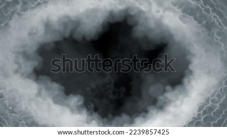 Blue smoke tunnel or clouds screen frame, isolated - object 3D illustration
