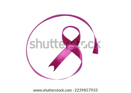 Purple ribbons isolated over white background