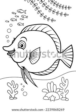 coloring book for kids, animals cartoons, undersea, underwater coloring book, ocean animals for coloring, cartoon coloring, and Outline vector illustration for children. Cute cartoon characters, Yell