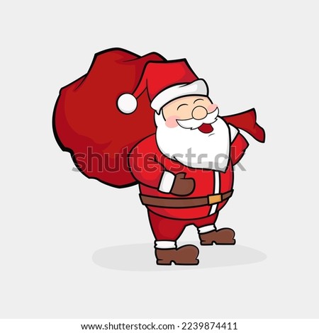 Illustration vector graphic of santa claus carrying a sack of gift