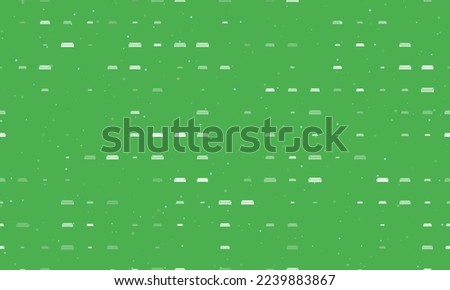 Seamless background pattern of evenly spaced white sofa symbols of different sizes and opacity. Vector illustration on green background with stars