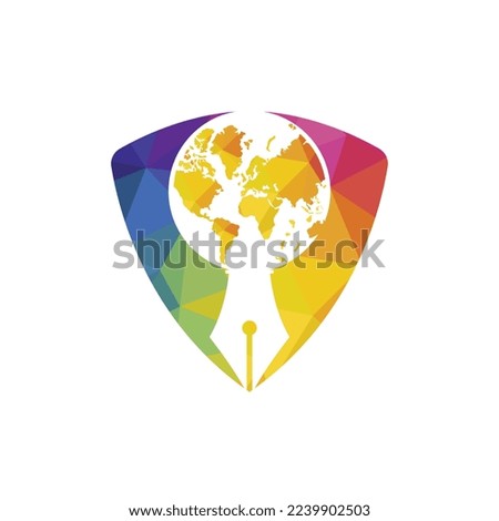 Pen nib and globe logo vector. Education Logo. Institutional and educational vector logo design.	
