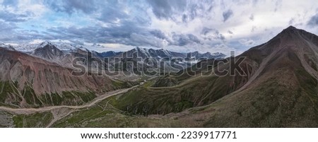 mountain peaks after the rain. cloudy weather in the mountains. panoramic mountain view