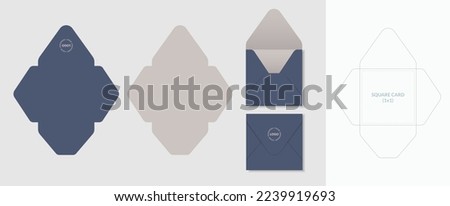 Luxury Envelope die cut and mock up template, Vector illustration. Envelopes mockup front and back view. Royalty-Free Stock Photo #2239919693