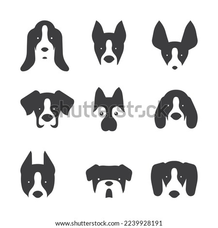 Types of dog breeds icon set