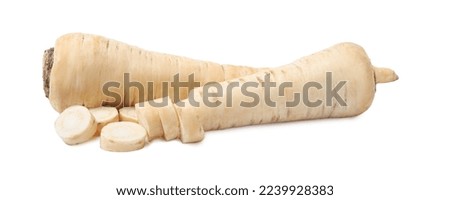 Raw parsley roots isolated on white. Healthy food Royalty-Free Stock Photo #2239928383