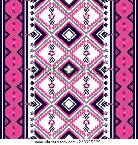 Geometric ethnic pattern traditional Design for background,carpet,wallpaper,clothing,wrapping,Batik,fabric,sarong,Vector illustration embroidery style