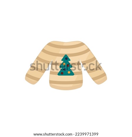 Sweater with Christmas tree on white background