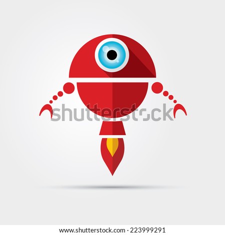 Cartoon Character Cute Robot Isolated on Grey Gradient