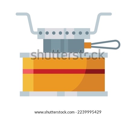 Gas camp burner flat icon Backpacking stoves and grills. Vector illustration