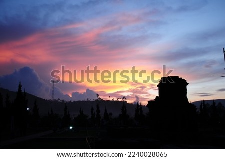 
silhouette of a temple in Dieng, Wonosobo, Central Java, Indonesia