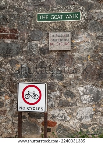 A no cycling sign at the Goat Walk In Topsham, UK
