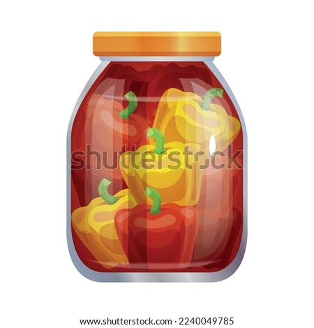 Pickles composition with isolated image of mason jar filled with marinated vegetables on blank background vector illustration