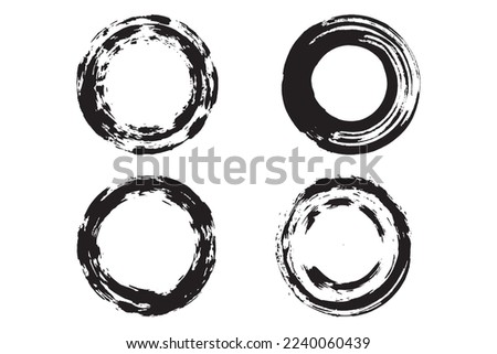 Colorful circle stroke set, round brush stroke, grunge circle strokes