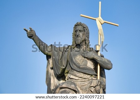 Statue of St. John the Baptist on Charles bridge, Prague. Czech Republic. Royalty-Free Stock Photo #2240097221