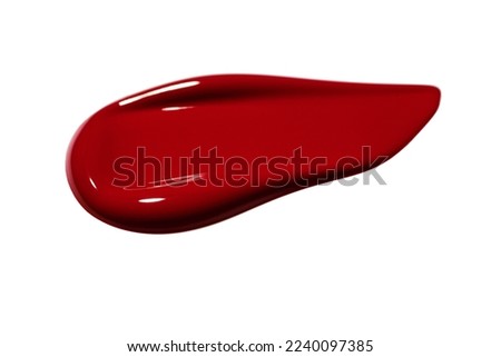 red swatch of lipgloss, bright color cosmetic product stroke, acryl gouache oil paint texture, cosmetic or beauty product texture	