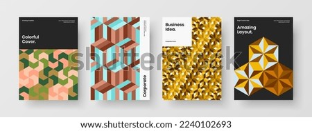 Unique company identity vector design layout composition. Abstract geometric pattern brochure illustration collection.