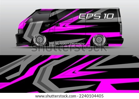 Illustration of purple premium vector van cargo sport car sticker wrap
