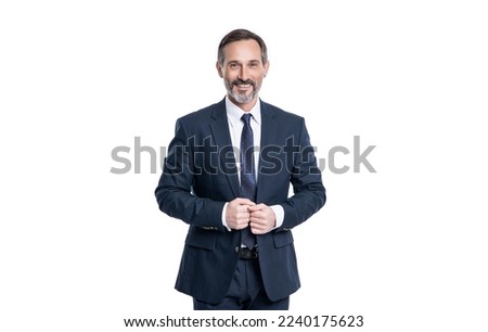 cheerful mature businessman isolated on white background. businessman in formal suit Royalty-Free Stock Photo #2240175623