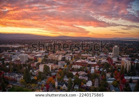 Aerial View of Palo Alto, California at Sunrise Royalty-Free Stock Photo #2240175865
